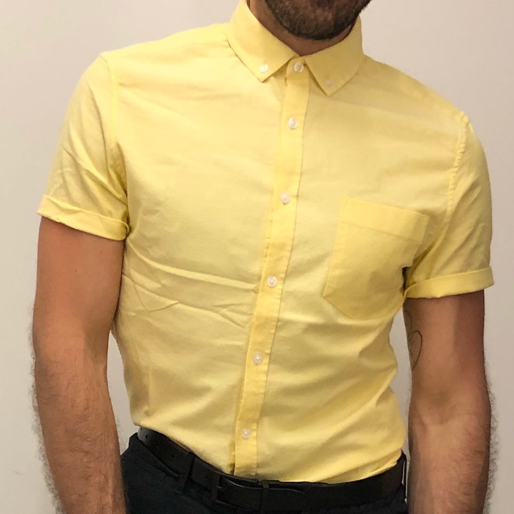 ASOS M men’s short sleeve yellow stretch shirt